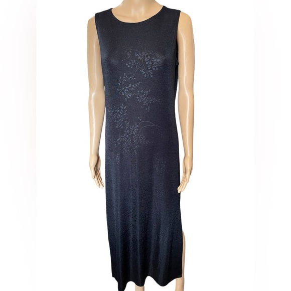 Jalate Vintage 90s Black Gray Holographic Goth Witchy Vampy Floral Maxi Dress - Picture 1 of 8